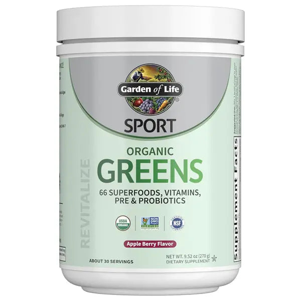 Garden of Life Sport Nutrition Greens and Superfoods Powder Apple Berry 30 Servings Garden of Life